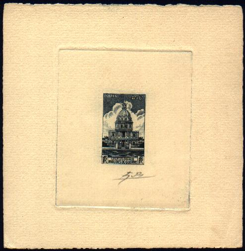 France_1946_Yvert_751a-Scott_B203_unadopted_Invalides_reversed_4f_grey-blue_c_AP