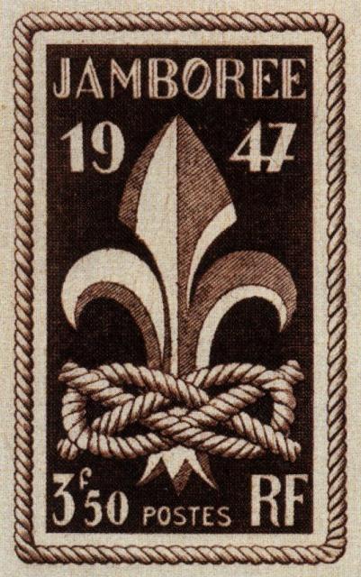 France_1947_Yvert_787a-Scott_587_unadopted_3f50_Jamboree_dark-brown_AP_detail