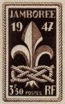 France_1947_Yvert_787a-Scott_587_unadopted_3f50_Jamboree_dark-brown_AP_detail