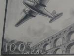 France_1947_Yvert_PA18g-Scott_C20_unadopted_100f_plane_and_Pont_du_Gard_MAQ_detail_a