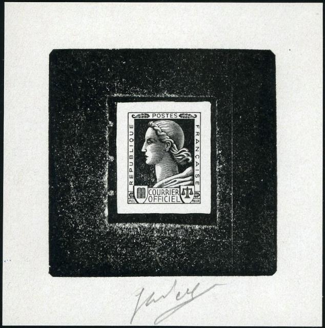 France_1947_Yvert-Scott_unadopted_Marianne_de_Muller_Courrier_Officiel_black_typo_a_AP