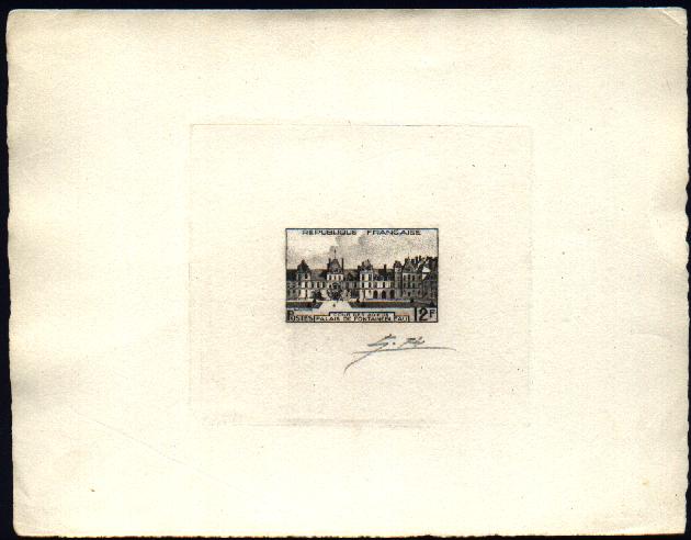 France_1951_Yvert_878a-Scott_643_unadopted_Fontainebleau_Type_I_black_b_AP