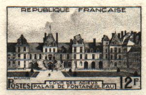 France_1951_Yvert_878a-Scott_643_unadopted_Fontainebleau_Type_I_black_b_AP_detail