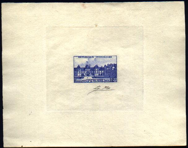France_1951_Yvert_878a-Scott_643_unadopted_Fontainebleau_Type_I_blue_a_AP