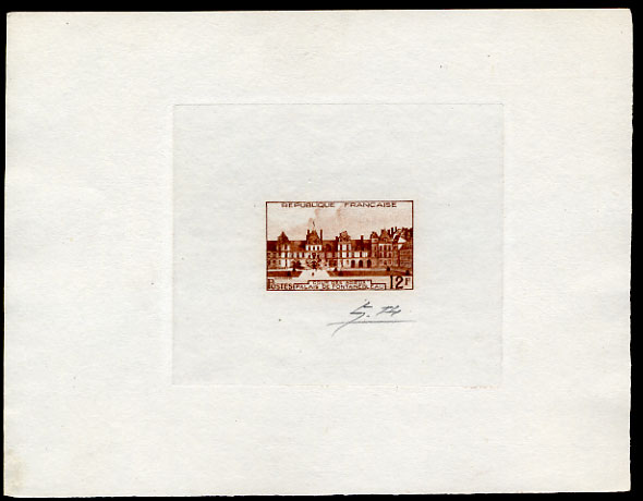 France_1951_Yvert_878a-Scott_643_unadopted_Fontainebleau_Type_I_brown_b_AP