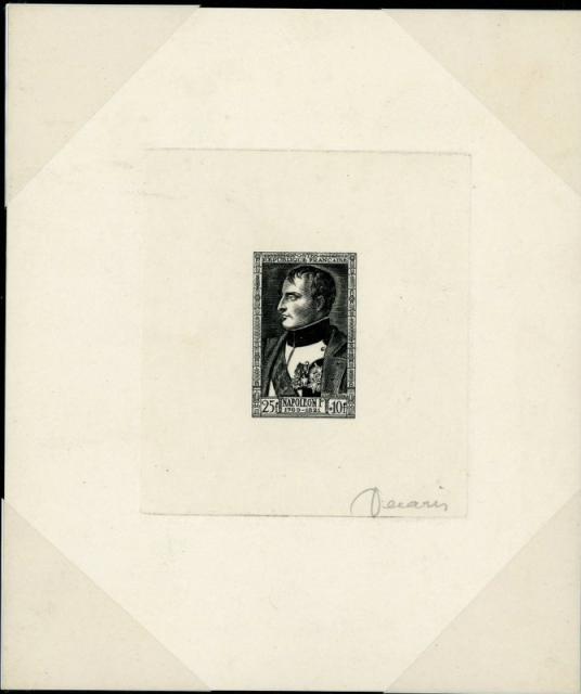 France_1951_Yvert_896a-Scott_B263a_unadopted_25f_+_10f_Napoleon_black_c_AP