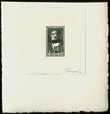 France_1951_Yvert_896a-Scott_B263a_unadopted_25f_+_10f_Napoleon_black_f_AP