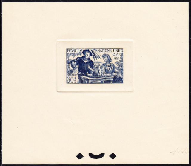 France_1951_Yvert_912a-Scott_672_unadopted_ONU_blue_1115_Lx_CP