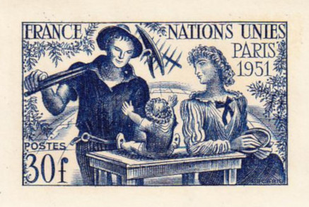 France_1951_Yvert_912a-Scott_672_unadopted_ONU_blue_1115_Lx_CP_detail