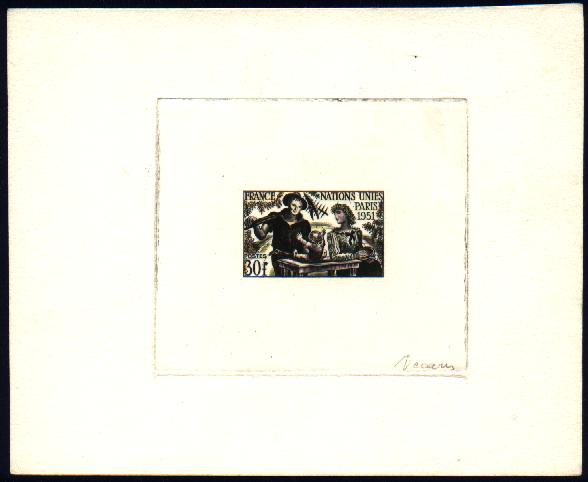 France_1951_Yvert_912a-Scott_672_unadopted_ONU_multicolor_a_AP