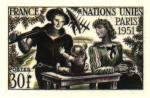France_1951_Yvert_912a-Scott_672_unadopted_ONU_multicolor_a_AP_detail