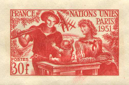 France_1951_Yvert_912a-Scott_672_unadopted_ONU_red_1421_Lx_CP_detail