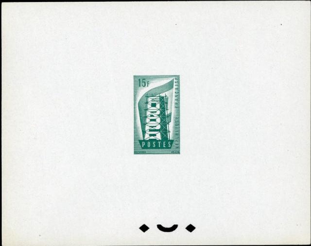 France_1956_Yvert_1076a-Scott_805_unadopted_Europa_ruled_ground_green-blue_typo_CP