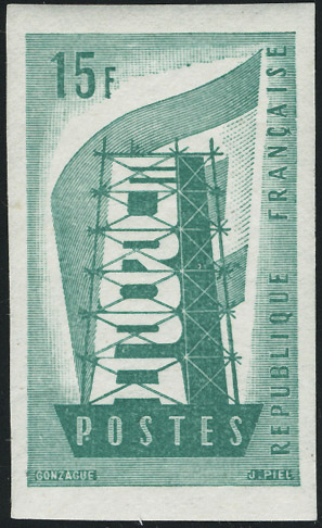 France_1956_Yvert_1076a-Scott_805_unadopted_Europa_ruled_ground_green-blue_typo_ESS
