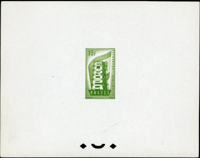 France_1956_Yvert_1076a-Scott_805_unadopted_Europa_ruled_ground_green_typo_CP