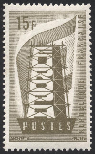 France_1956_Yvert_1076a-Scott_805_unadopted_Europa_ruled_ground_olive-brown_typo_aa_ESS