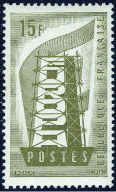 France_1956_Yvert_1076a-Scott_805_unadopted_Europa_ruled_ground_olive-brown_typo_ab_ESS