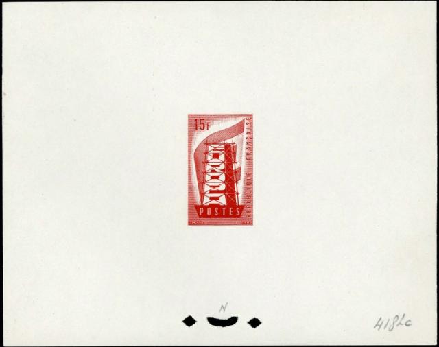 France_1956_Yvert_1076a-Scott_805_unadopted_Europa_ruled_ground_red_418_Lc_typo_CP