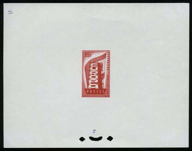 France_1956_Yvert_1076a-Scott_805_unadopted_Europa_ruled_ground_red_a_typo_CP