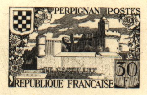 France_1959_Yvert_1222a-Scott_931_unadopted_Perpignan_sepia_AP_detail