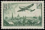 France_1936_Yvert_PA14b-Scott_C14_unissued_50f_small_f_dark-green_plane_over_Paris_a_US