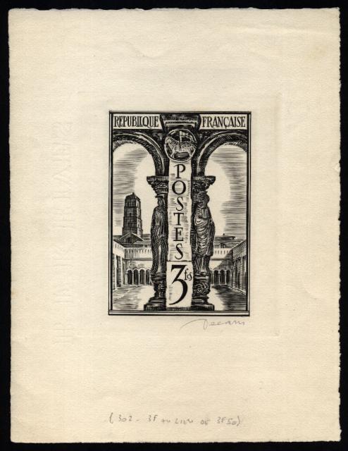 France_1934_Yvert_302b-Scott_302_unadopted_3f_St-Trophime_1er_etat_black_a_AP