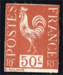 France_1934_Yvert_633a-Scott_unadopted_Coq_50c_red-brown_typo_aa_ESS