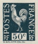 France_1934_Yvert_633b-Scott_unadopted_Coq_50c_green_301_typo_aa_CP_detail