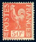 France_1934_Yvert_633b-Scott_unadopted_Coq_50c_red_typo_b_ESS