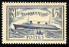 France_1935_Yvert_299-Scott_300_1f50_Normandie_dark-blue_b_IS