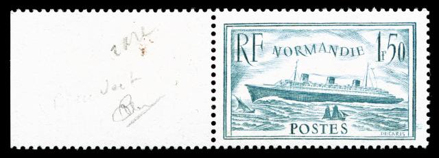 France_1935_Yvert_300a-Scott_300a_1f50_Normandie_blue-green_d_US