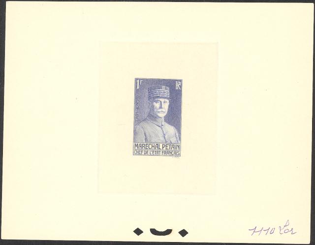 France_1940_Yvert_472a-Scott_417_unadopted_Petain_1f_blue_1110_Lor_aa_CP