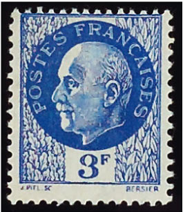 France_1941_Yvert_521_Scott_unissued_3f_Petain_blue_dent_US
