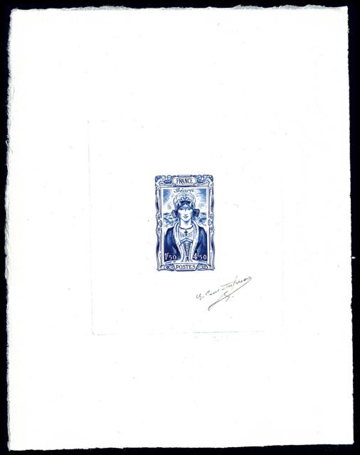 France_1944_Yvert_595a-Scott_B169a_unadopted_1f50_+_4f50_Bearn_blue_d_AP