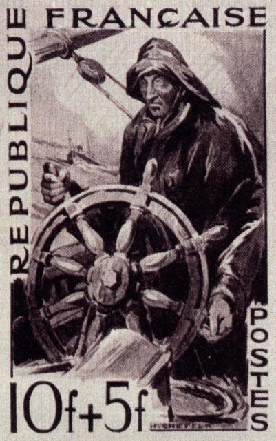 France_1949_Yvert_824b-Scott_B234_unadopted_10f_+_5f_Fisherman_MAQ