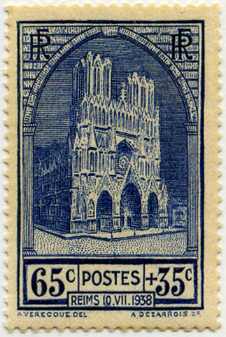 France_1938_Yvert_399-Scott_B74_Reims_Cathedral_b_IS