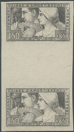 France_1928_Yvert_252-Scott_B27_black_imperf_aa