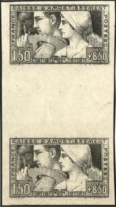 France_1928_Yvert_252-Scott_B27_black_imperf_ab