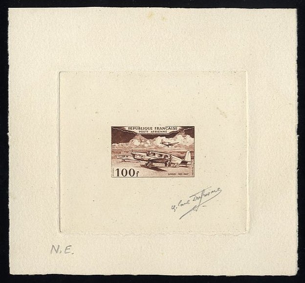 France_1953_Yvert_PA30a-Scott_C29a_unadopted_100f_Simoun_dark-brown_ba_AP