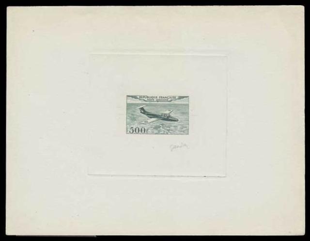 France_1953_Yvert_PA32b-Scott_C31b_unadopted_500f_Fleuret_dark-green_c_AP