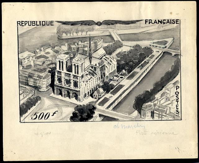 France_1949_Yvert_PA27c-Scott_C26c_unadopted_500f_Paris_MAQ