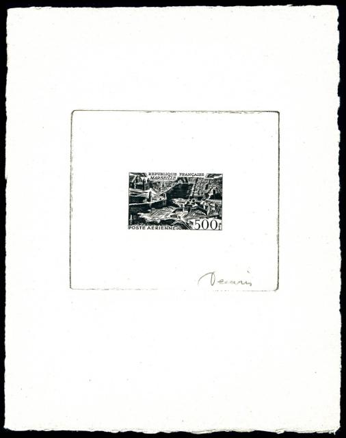 France_1949_Yvert_PA27a-Scott_C26a_unadopted_Marseille_500f_black_na_AP
