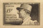 France_1952_Yvert_920a-Scott_675a_unadopted_Marechal_de_Lattre_Type_I-b_sepia_1604_Lx_CP_detail