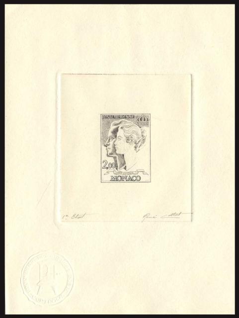 Monaco_1966_Yvert_PA87a-Scott_C69_unadopted_Grace_and_Rainier_profile_1er_etat_black_AP