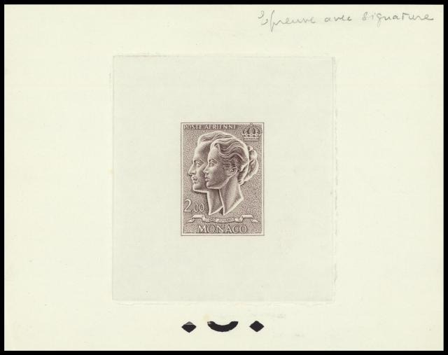 Monaco_1966_Yvert_PA87-Scott_C69_issued_Grace_and_Rainier_profile_sepia_ATP