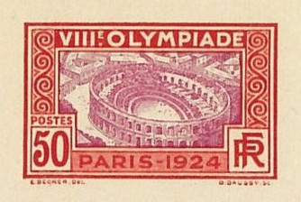 France_1924_Yvert_186a-Scott_201_unadopted_Jeux_Olympiques_Paris_50c_red_418_+_violet_519_typo_ac_CP_detail