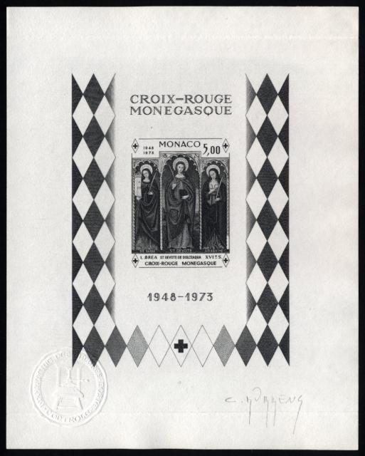 Monaco_1972_Yvert_BF7a-Scott_864_unadopted_Dolceaqua_Red_Cross_black_aa_AP