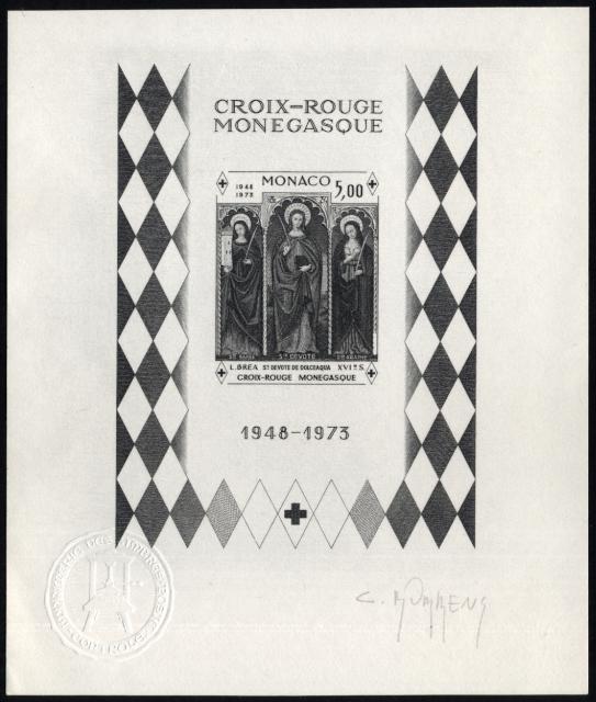 Monaco_1972_Yvert_BF7a-Scott_864_unadopted_Dolceaqua_Red_Cross_black_ca_AP