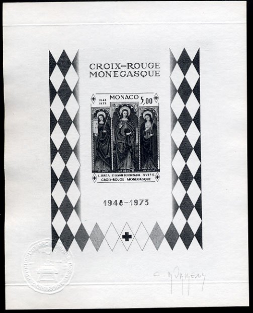 Monaco_1972_Yvert_BF7a-Scott_864_unadopted_Dolceaqua_Red_Cross_black_f_AP