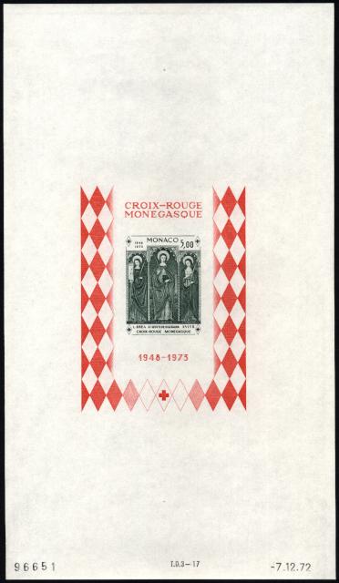 Monaco_1972_Yvert_BF7a-Scott_864_unadopted_Dolceaqua_Red_Cross_dark-green_d_ESS